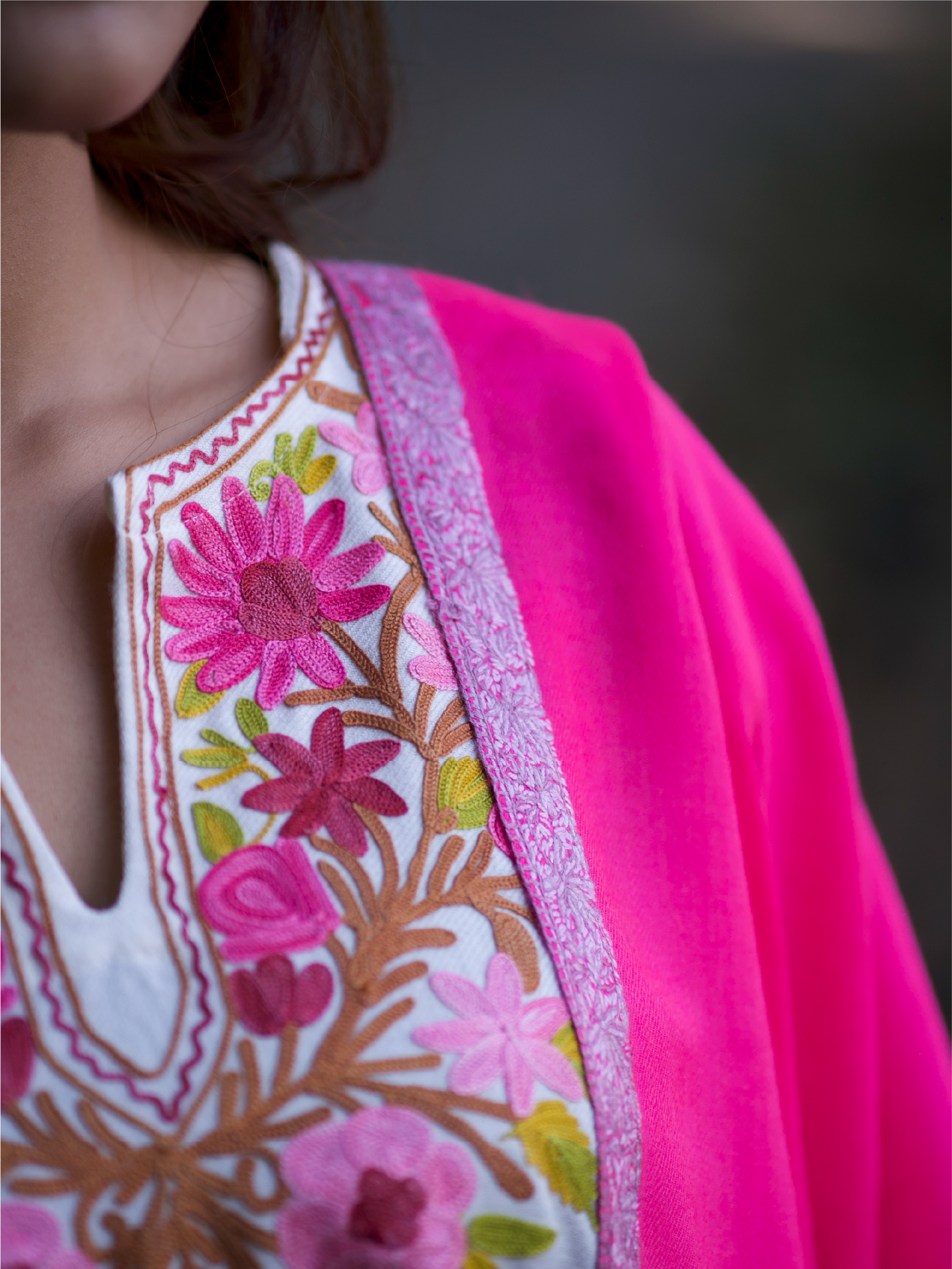 Kashmiri Lambswool | Sozni Stole Neemdore | Premium Heritage