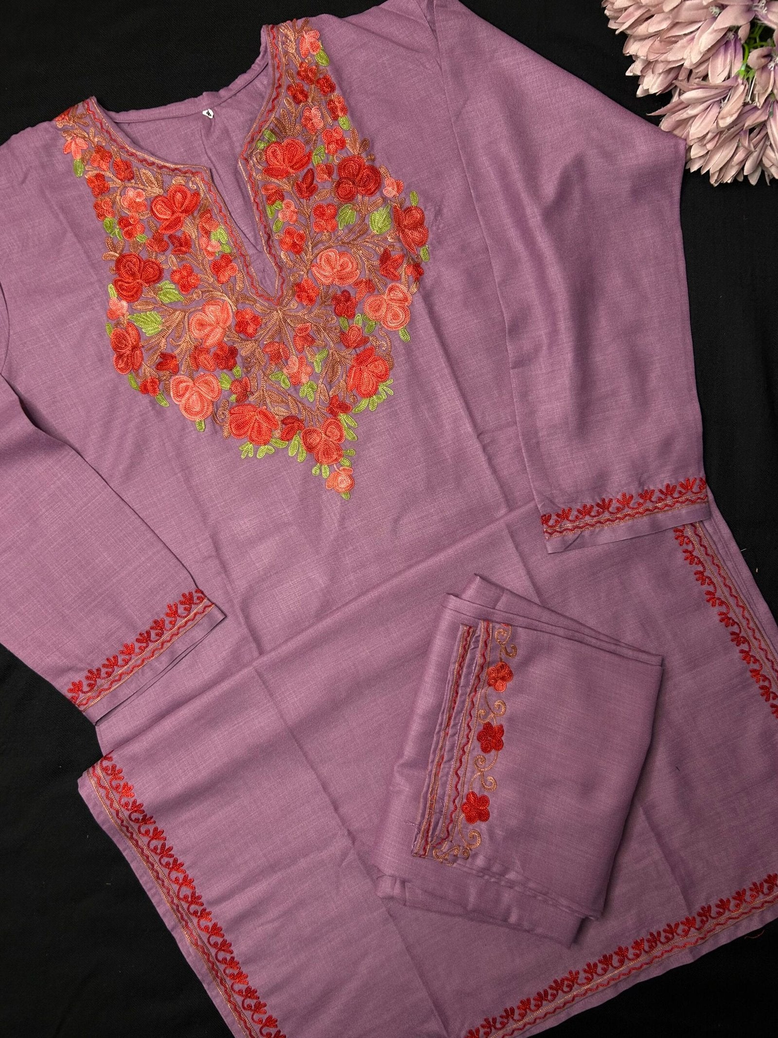 Kashmiri Cotton Coord Set - Purple