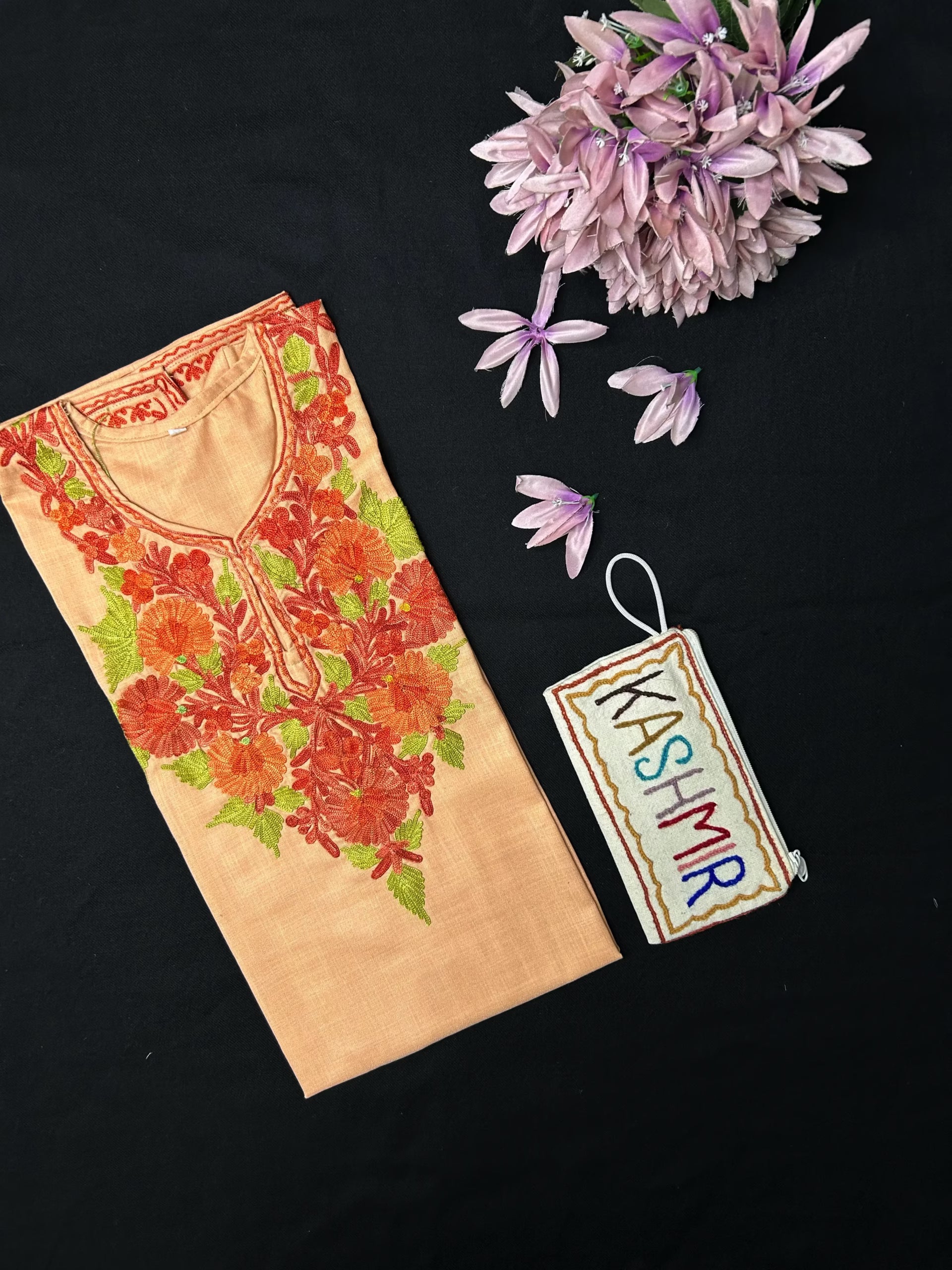Cotton Long Kurti - Peach