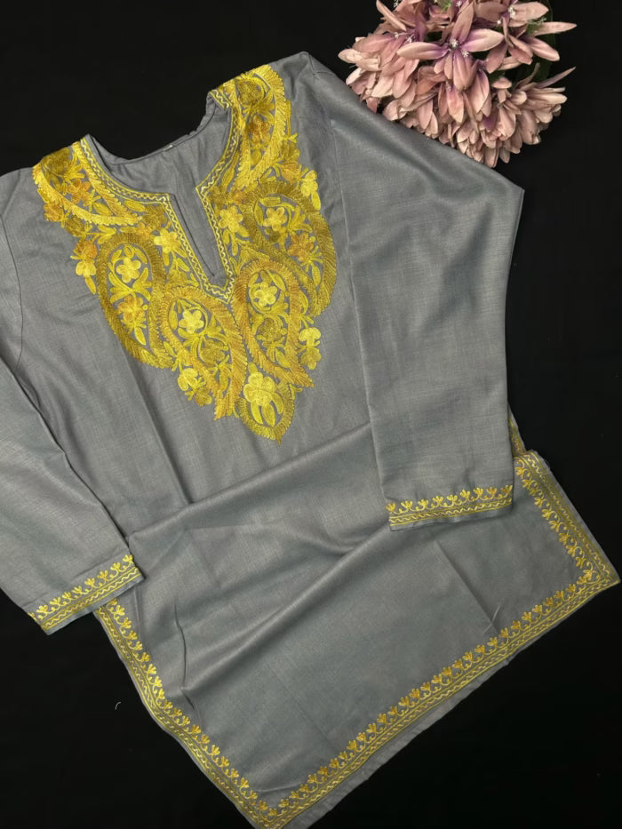 Cotton Long Kurti - Grey