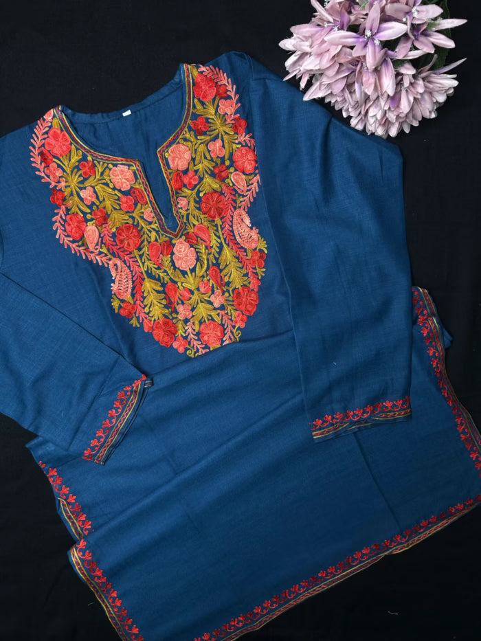 Cotton Long Kurti - Teal