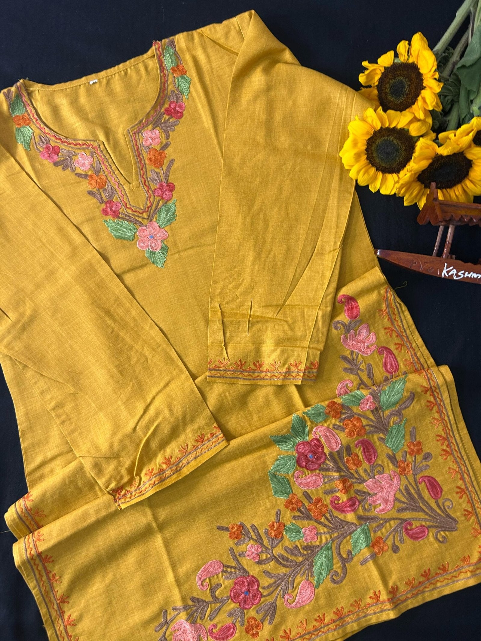 Cotton Long Kurti - Mustard