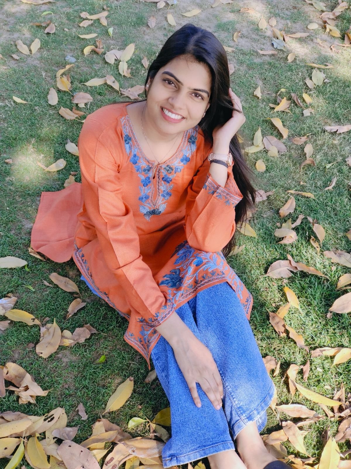 Cotton Long Kurti - Rust