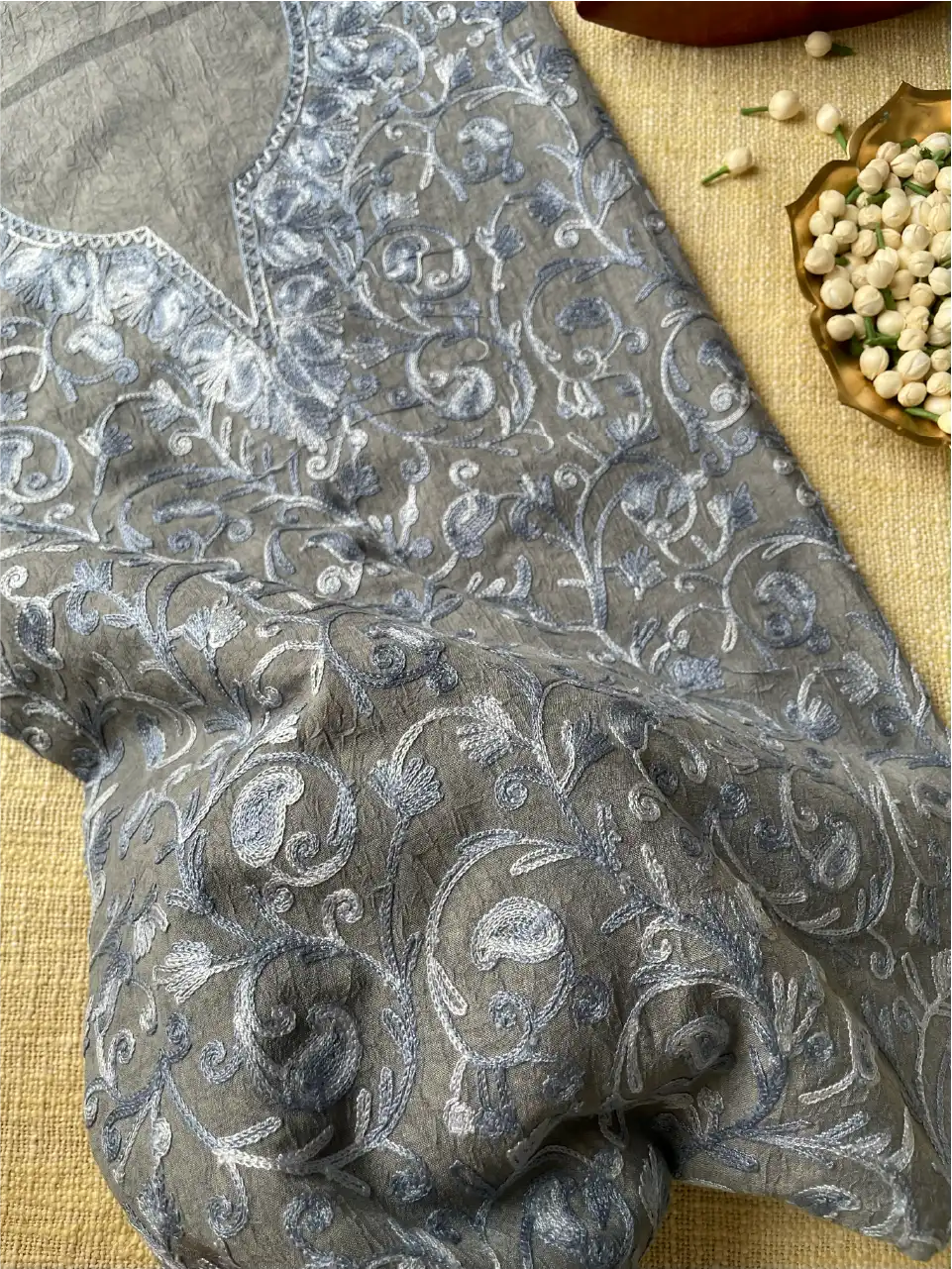 Crushed Cotton 2pc. Unstitched Suit - Kashmiri Aari