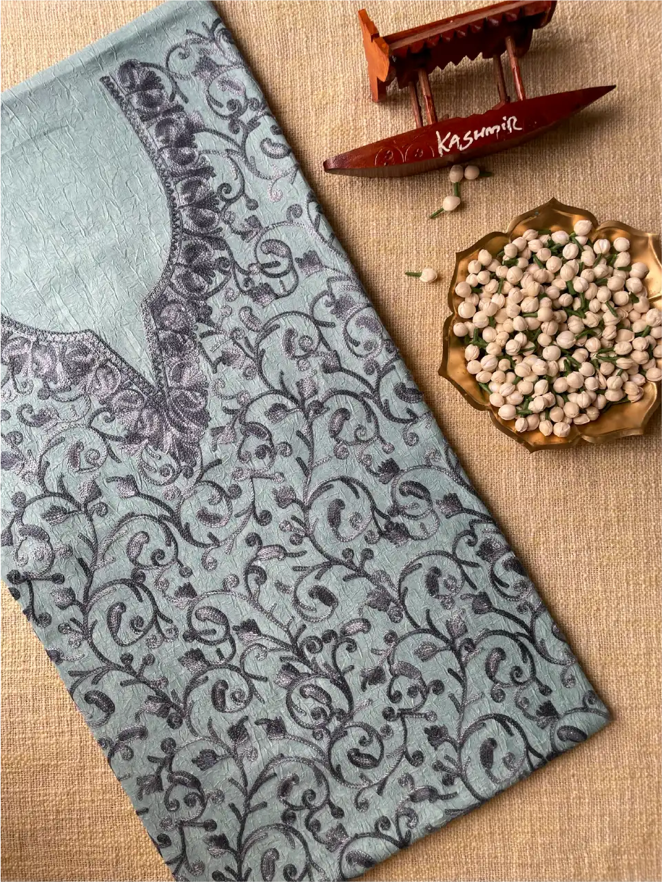 Crushed Cotton 2pc. Unstitched Suit - Kashmiri Aari