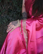 Barbie Pink Kashmiri Heritage Tilla - Satin Saree