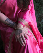Barbie Pink Kashmiri Heritage Tilla - Satin Saree