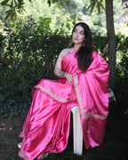 Barbie Pink Kashmiri Heritage Tilla - Satin Saree