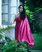Barbie Pink Kashmiri Heritage Tilla - Satin Saree
