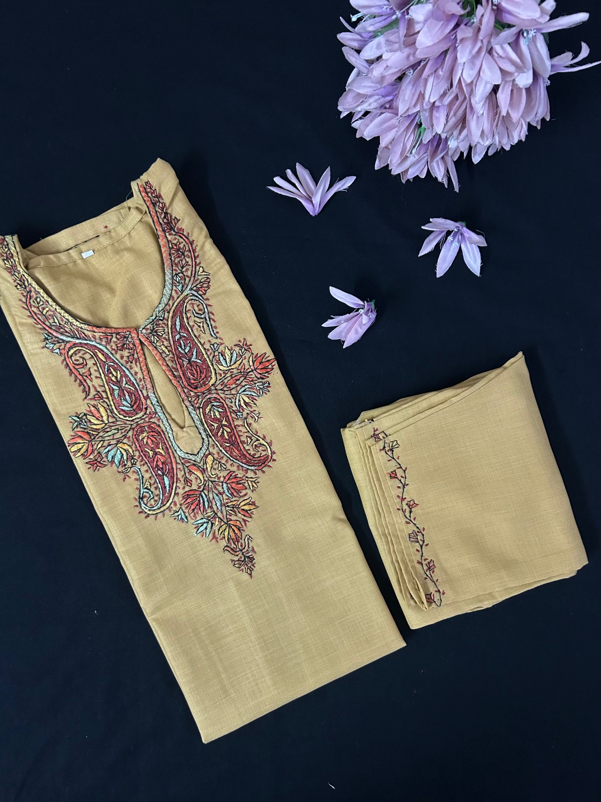 Summer Cotton Coord Set – Hand-Embroidered with Kashmiri Sozni