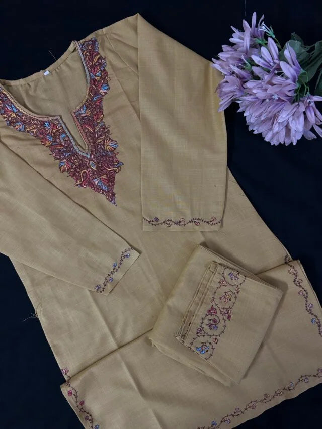 Summer Cotton Coord Set – Hand-Embroidered with Kashmiri Sozni