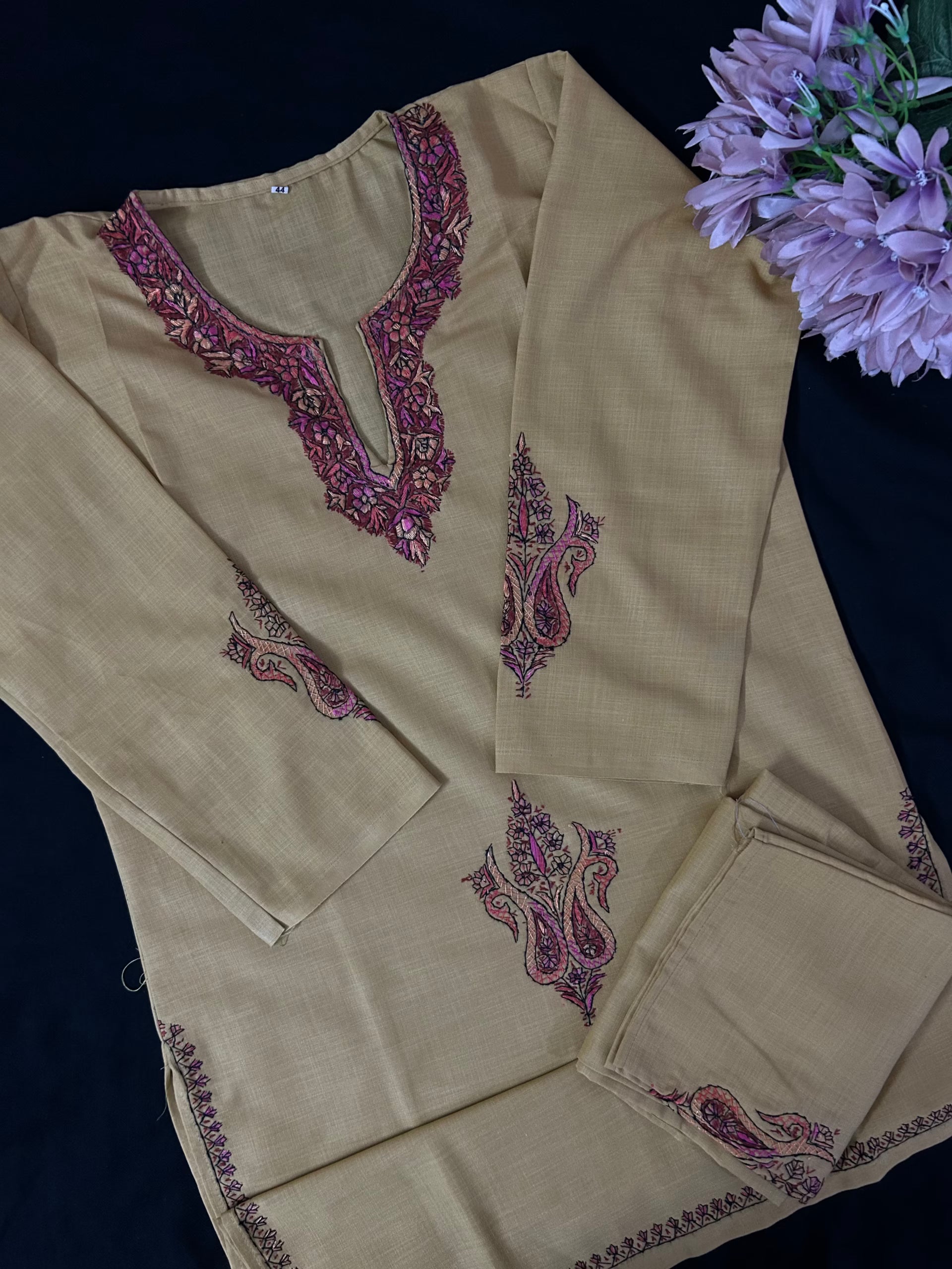 Summer Cotton Coord Set – Hand-Embroidered with Kashmiri Sozni