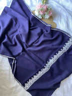 Pure Wool Kashmiri Tilla Stoles - Navy Blue