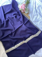 Pure Wool Kashmiri Tilla Stoles - Navy Blue
