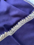 Pure Wool Kashmiri Tilla Stoles - Navy Blue