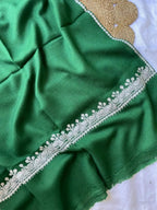 Pure Wool Kashmiri Tilla Stoles - Emerald Green