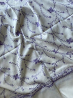 Pure Wool Kashmiri Sozni Stoles - Cream