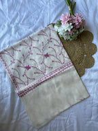 Pure Wool Kashmiri Sozni Stoles - Cream