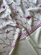Pure Wool Kashmiri Sozni Stoles - Cream