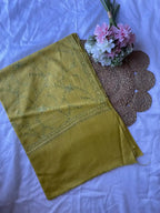 Pure Wool Kashmiri Sozni Stoles - Mustard Olive