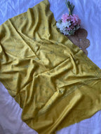 Pure Wool Kashmiri Sozni Stoles - Mustard Olive
