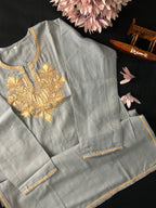 Cotton Full-Length Kurti with Kashmiri Tila Embroidery