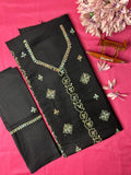 Pure Wool Kashmiri Sozni Hand-Embroidered Unstitched Suit Set