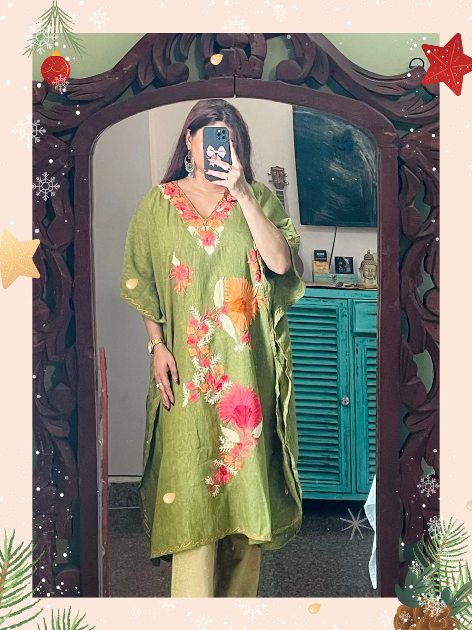 Crushed Cotton Kashmiri Kaftan - Aari