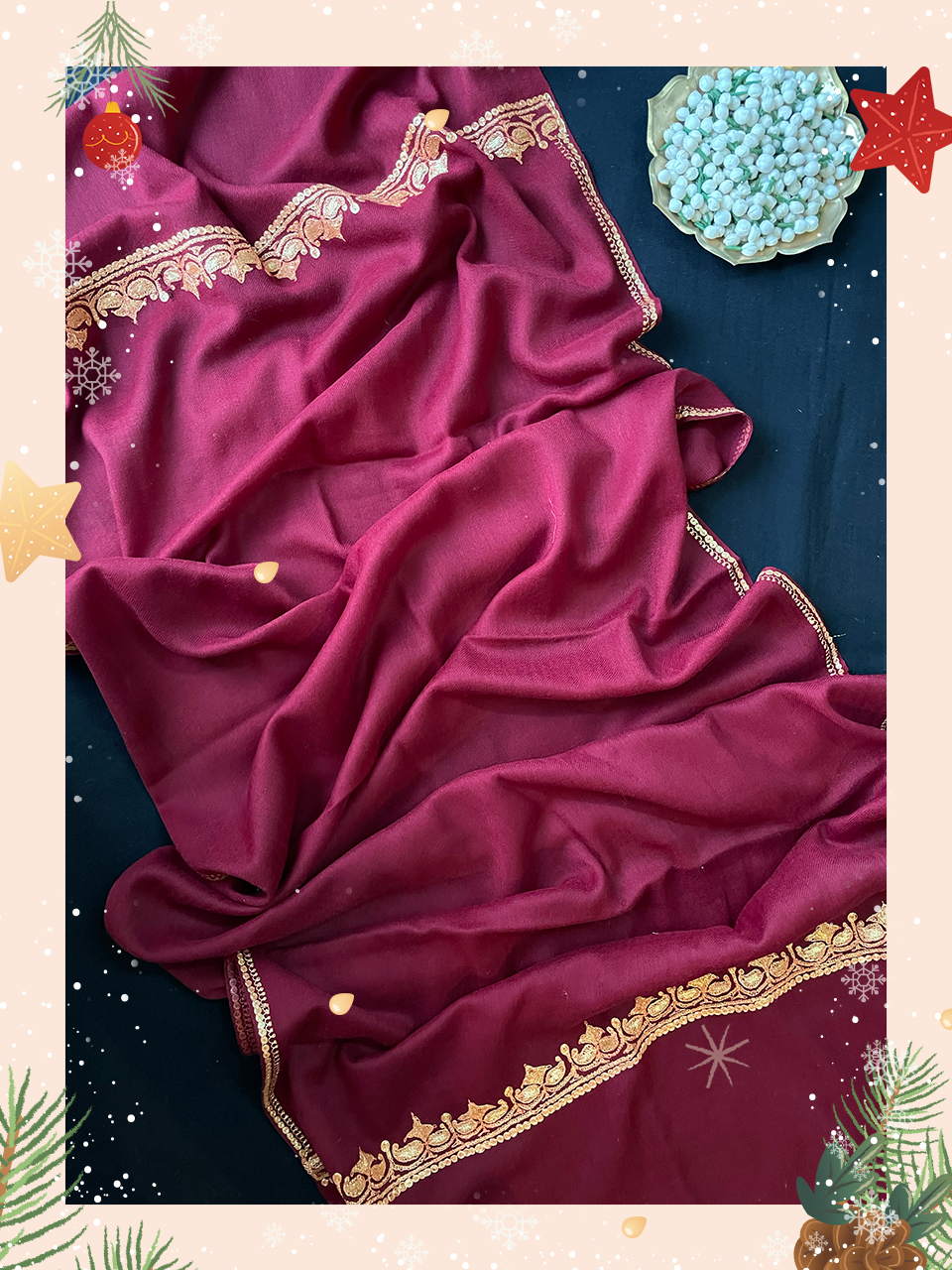 Pure Wool Kashmiri Tilla Stole