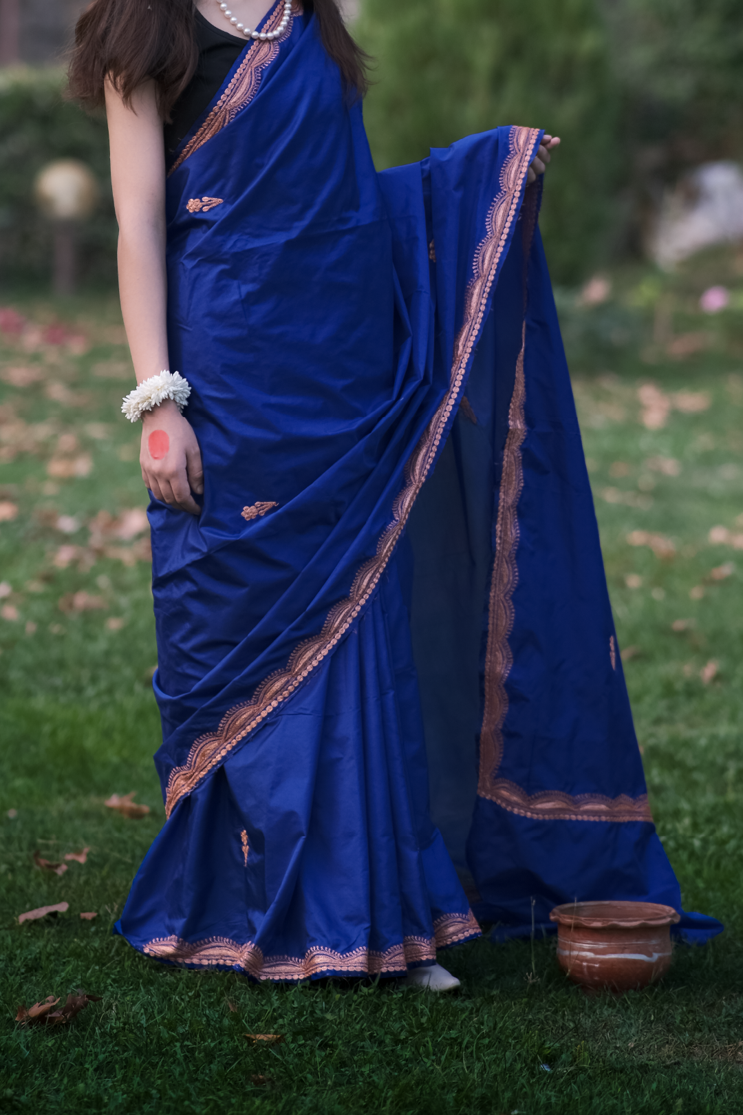 Royal Blue Kashmiri Heritage Tilla - Silk Saree