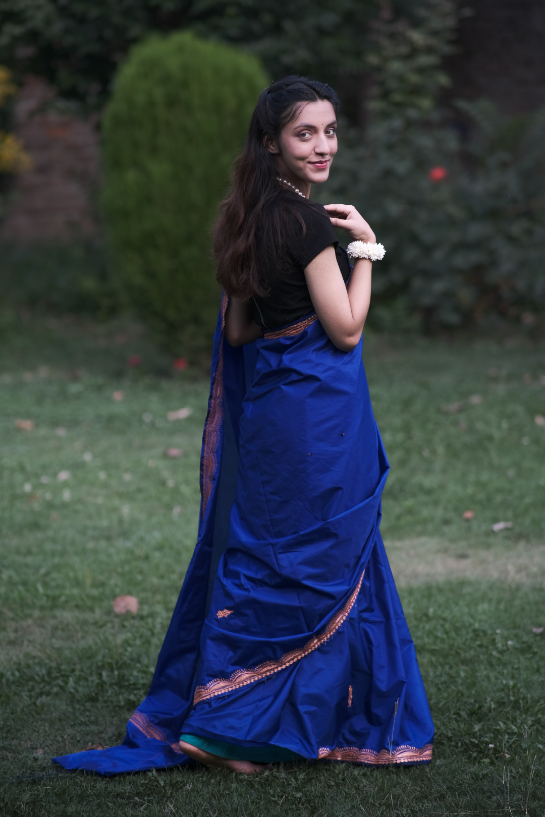 Royal Blue Kashmiri Heritage Tilla - Silk Saree