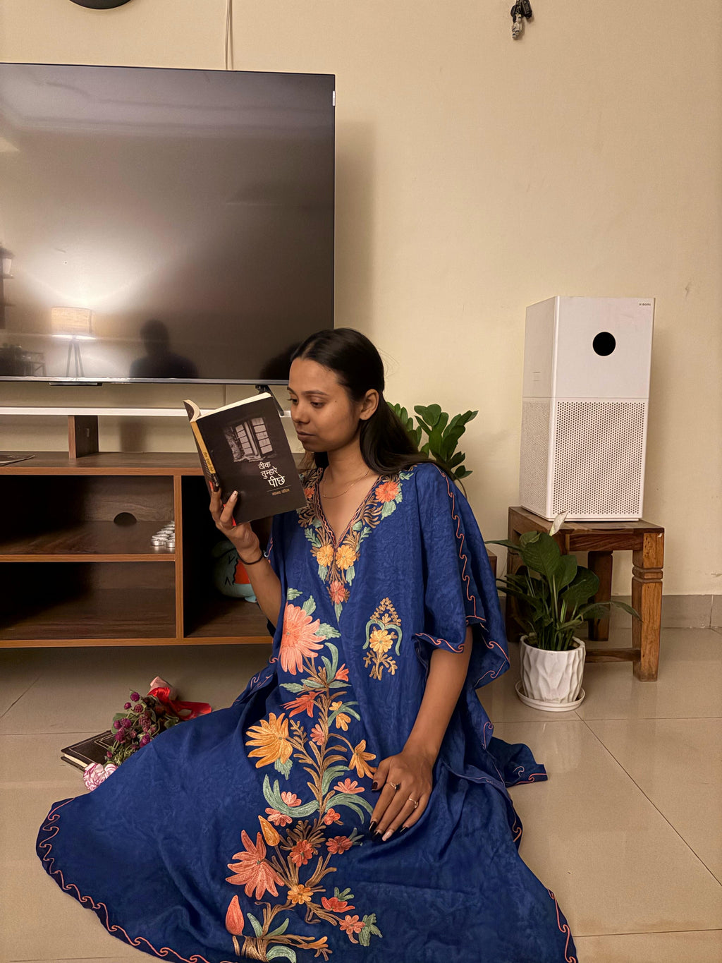 Crushed Cotton Kashmiri Kaftan - Aari