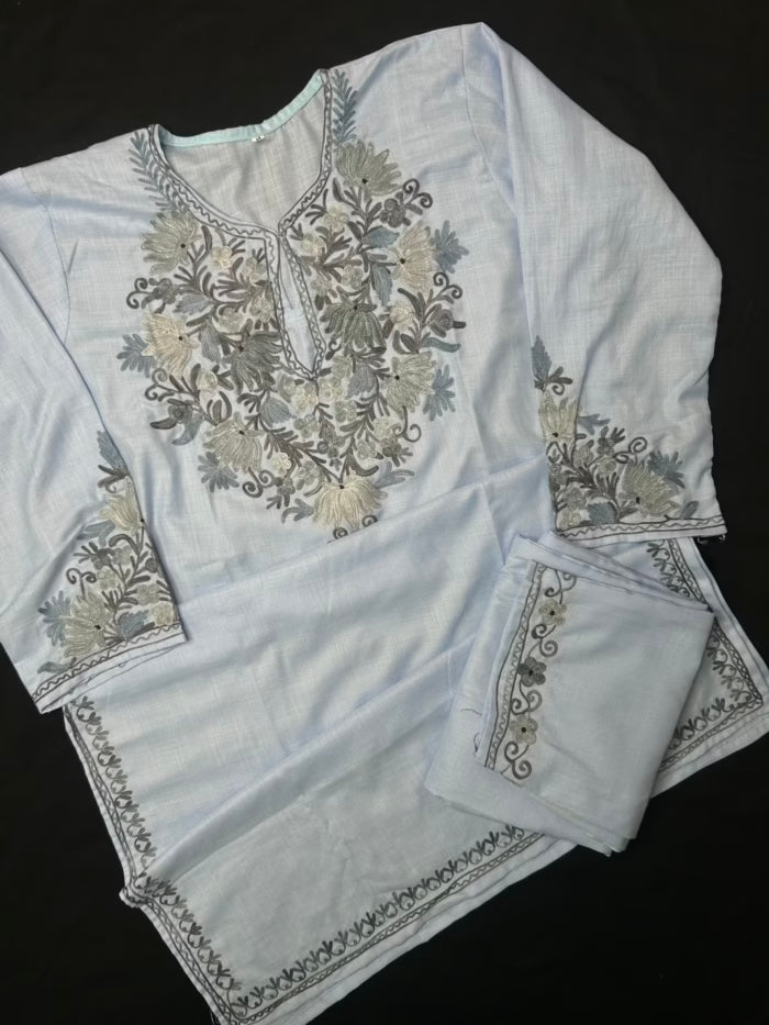 Kashmiri Cotton Coord Set - Slaty Blue