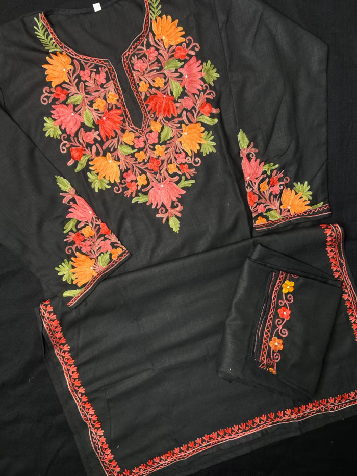 Kashmiri Cotton Coord Set - Black
