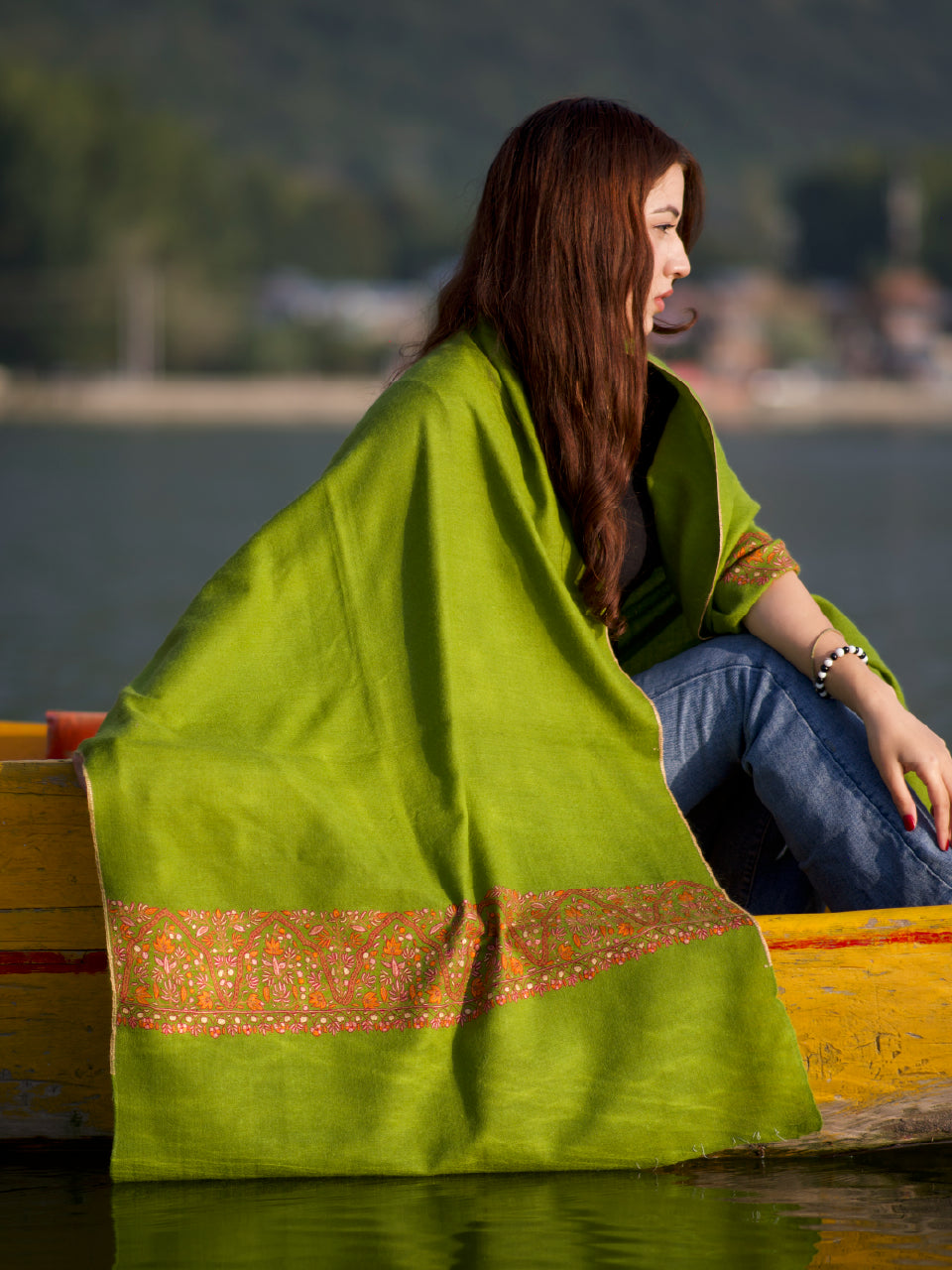 Kashmiri Pashmina | Sozni & Paper Mache' Stole Palladar | Luxury Heritageche' Stole Palladar –