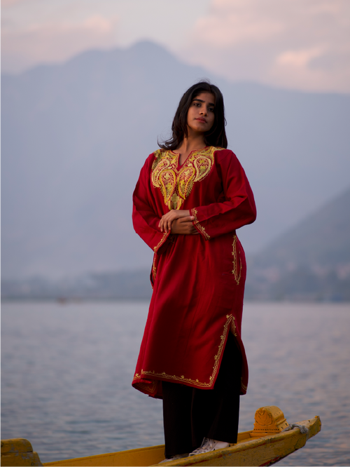 Cashmilon Pheran Set - Aari
