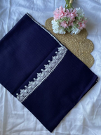 Pure Wool Kashmiri Tilla Stoles - Navy Blue