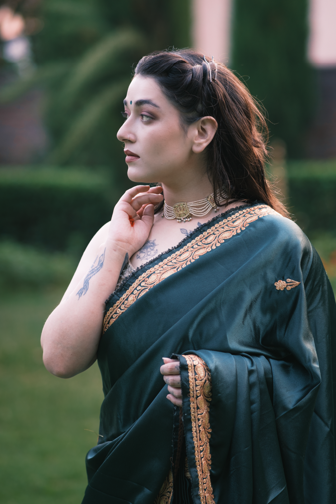 Forest-Green-Kashmiri-Heritage-Tilla-Silk-Saree-Naarigis